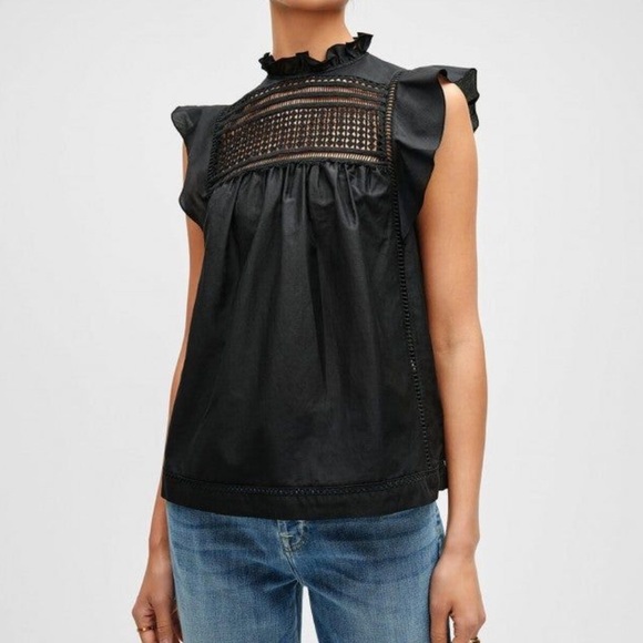 7 for all mankind Lattice Black Blouse size xs - Picture 1 of 3